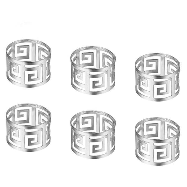 Servettring Cenpek Set med 6 servettringar för matsal, födelsedag, fest, bordsdekoration, silver