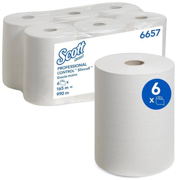 Scott Slimroll 6657 rullade handdukar - 6 x 165 m rullar (990 m totalt)