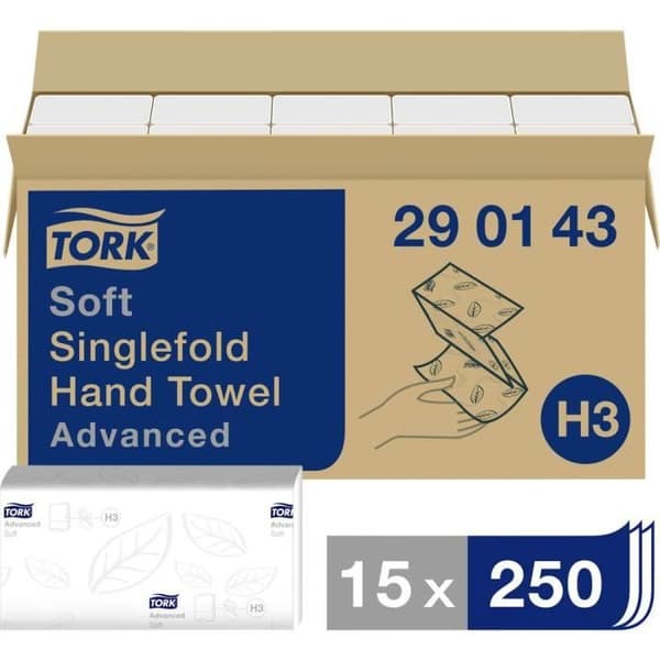 TORK 290143 Pappershandduk (L x B) 23 cm x 22,60 cm vit 15 x 250 ark-pack 3750 st.