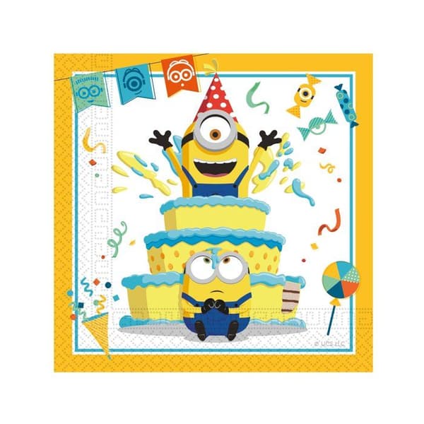 20 Minions Pappersservetter 33 x 33 cm - Gul