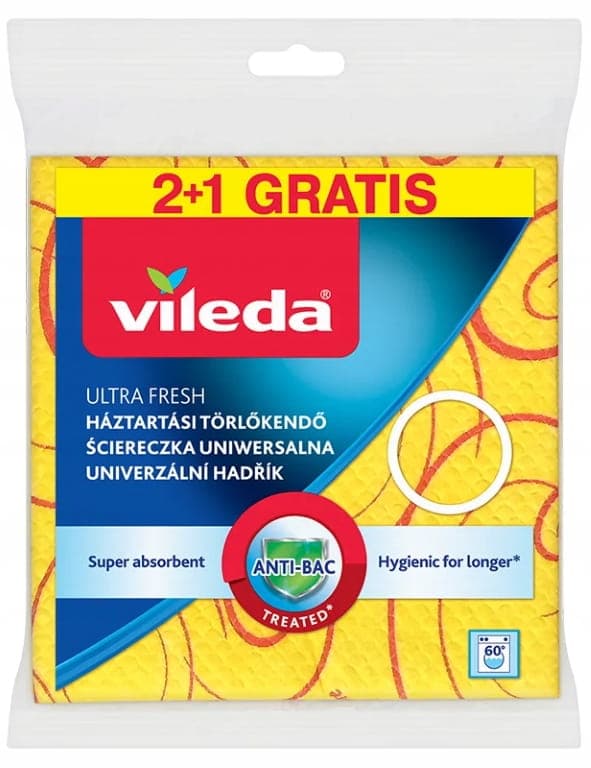 Vileda Set med 3 universaldukar med silverjoner 34x34cm