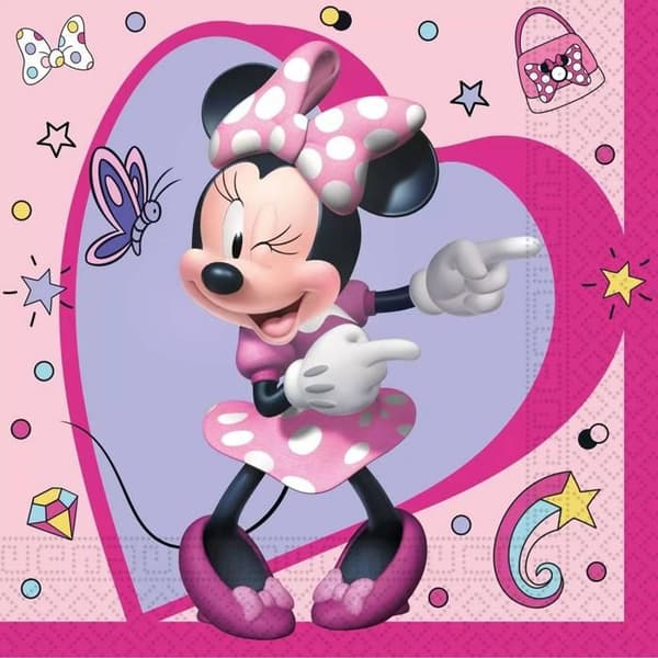 20 Minnie Junior Pappersservetter 33 x 33 cm - Rosa