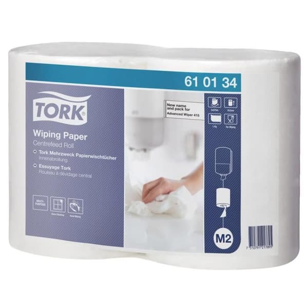 2 spolar Tork 1-lagers centerfeed torkpapper