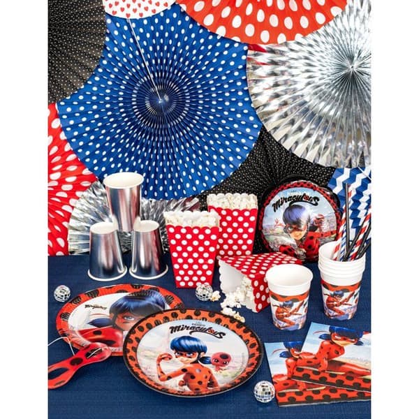 Pappersservetter - Miraculous - Set med 20 - 33x33 cm - Röd - Färgglad - Barn