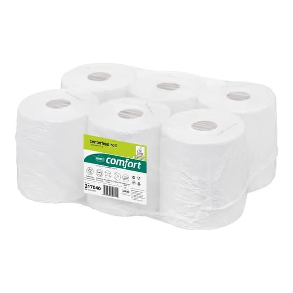WEPA comfort Kökshandduk 1,08 kg papper 857 ark rulle 300 m blank vit (pack om 6)