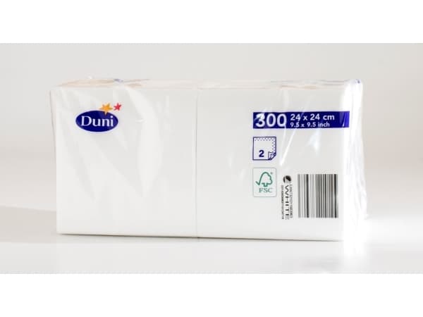 Duni - Servett - Storlek 24 x 24 cm - engångsvara - vit (paket om 300)