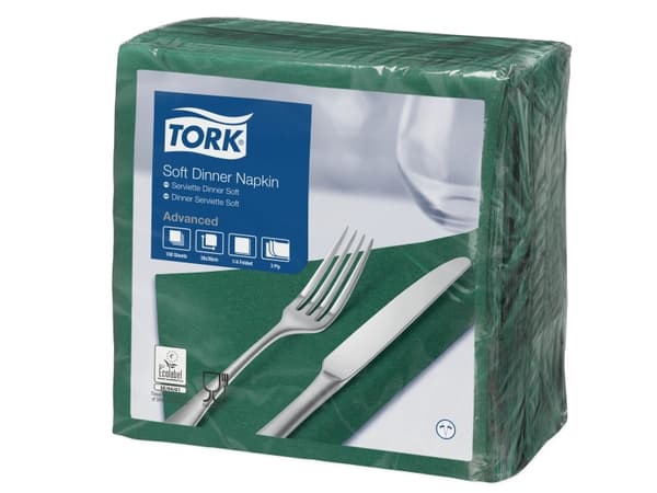 Serviettiliina Tork 39x39 cm 3-kertainen vihreä,12 kpl x 100 kpl/krt