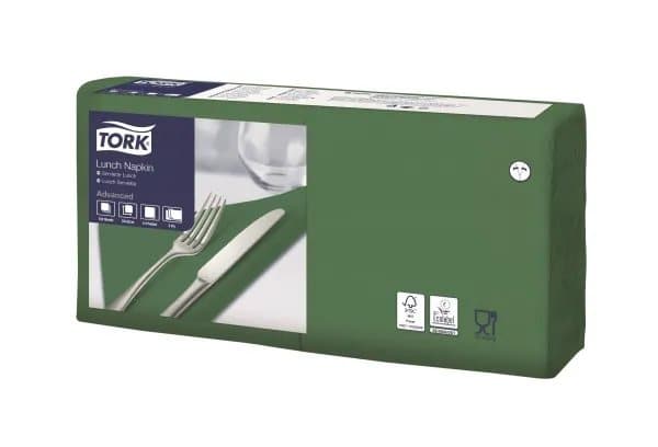 Servietter Tork 3-lags mørkegrøn 33cm 10x150stk/kar