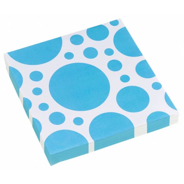 Amscan Dotted Square Luncheon Napkins White/Caribbean Blue One Size
