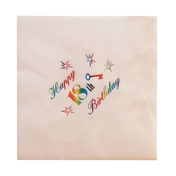NPK 18th Birthday Foil Printed Napkins (Pack Of 15) White One Size