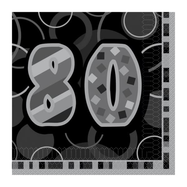 Unique Party Sorte glitz 80th Birthday Party Servietter Black One Size