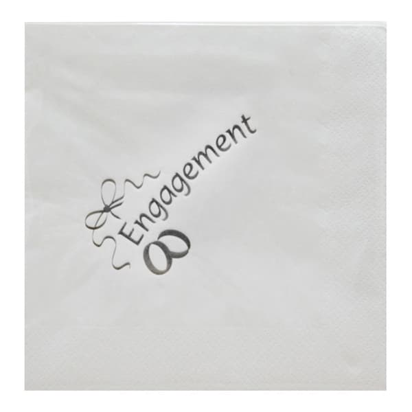 NPK Servetter med förlovningsdesign i folie (förpackning med 15 stycken) Silver One Size