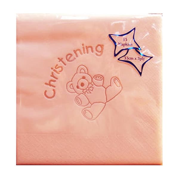 NPK Servietter med bamse-design i folie (pakke med 15) Pink One Size
