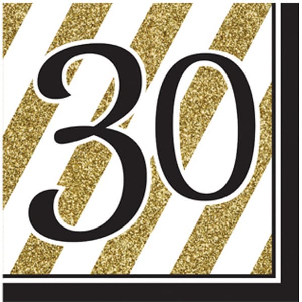 Creative Konverterende sort og guld Milestone Servietter (pakke med 16)