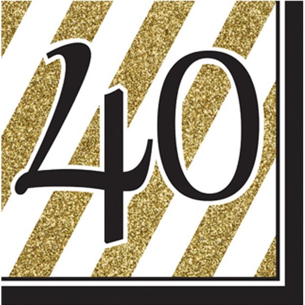 Creative Konverterende sort og guld Milestone Servietter (pakke med 16)