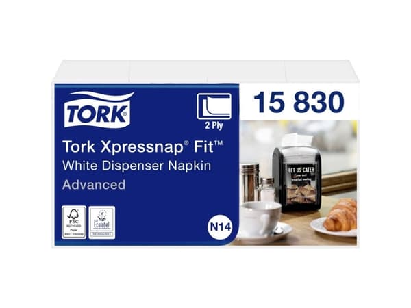 Serviet Tork Xpressnap Fit® N14 hvid 2-lag - (6 pakker x 6 bundter á 120 stk.)