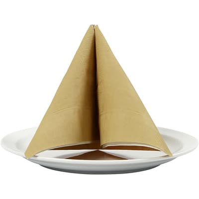 Lyxiga Servetter i Textilimitation - 40 x 40 cm - Guld - 20 st