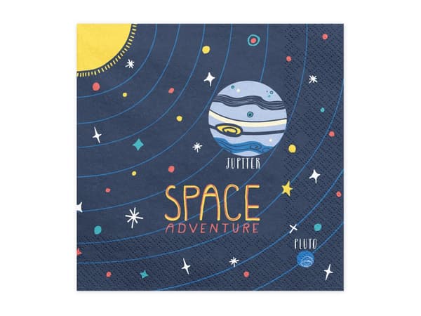 20 pappersservetter blå med tryck "Space Adventure" (33x33 cm) - Space Party