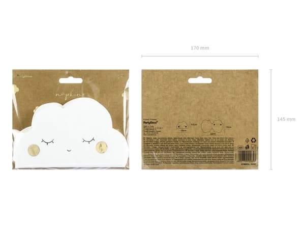 20 pappersservetter vita i form av moln (32x19 cm) - Little Plane