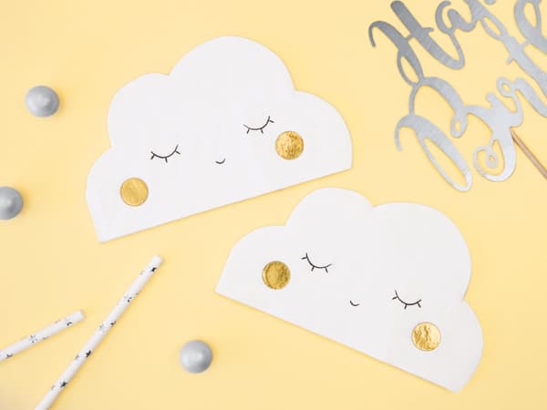20 pappersservetter vita i form av moln (32x19 cm) - Little Plane