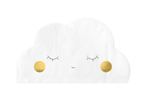 20 pappersservetter vita i form av moln (32x19 cm) - Little Plane