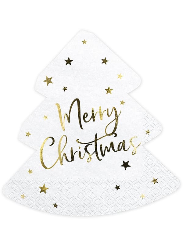 20 julservetter Merry Christmas i form av julgran (16 x 16,5 cm)