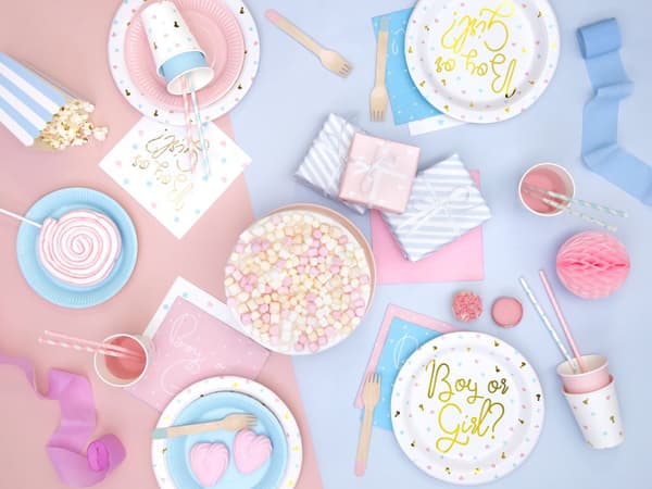 20 "Boy eller Girl?" Papirservietter, Hvi (33x33 cm) - Gender Reveal Party