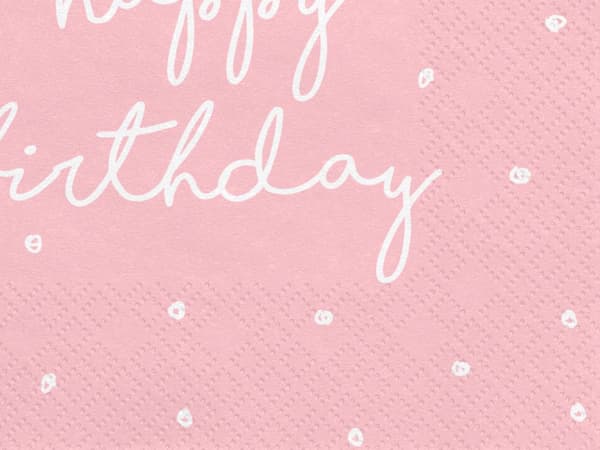 20 "Happy Birthday" Papirservietter, Pin (33x33 cm) - Happy Birthday