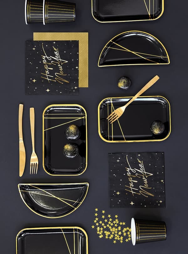 20 Godt nyttår servietter i sort og gull (33 x 33 cm) - New Year's Eve Collection