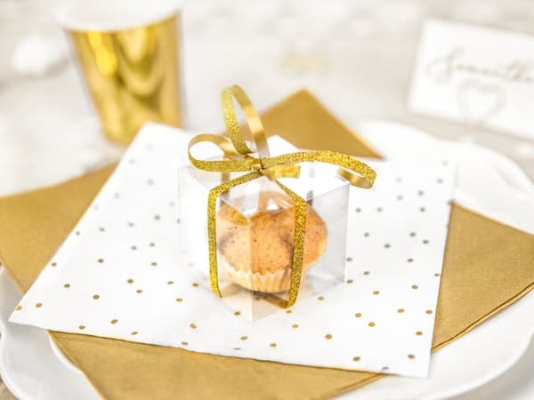 20 Hvide Papirservietter med Guld Prikke (33x33 cm) - First Communion