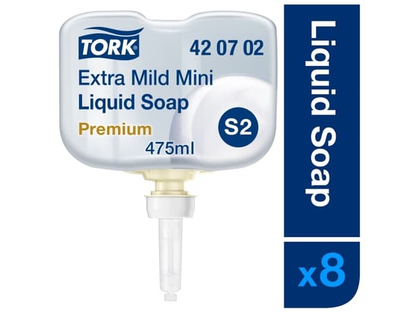 Saippua Tork Premium Mild S2 ilman hajustetta valkoinen 0,475ml - (8 pulloa x 8 pakkausta)