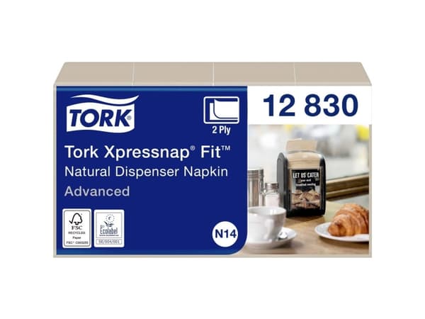 Serviet Tork N14 Xpressnap 213x165 mm 2-lag Fit Advanced Natur,6 pk x 6 bdt x 120 stk/krt
