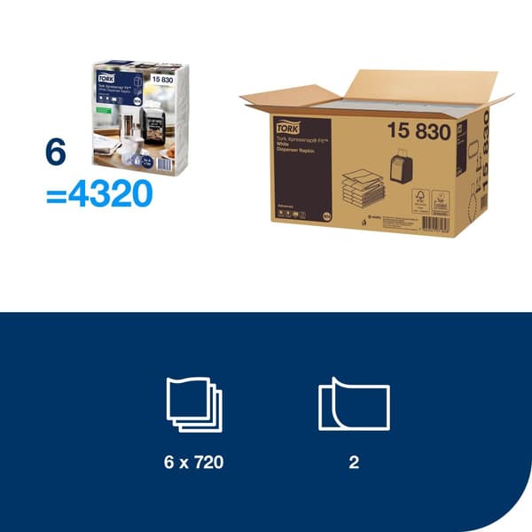 Servett TORK Xpressnap N14 vit 720/fp