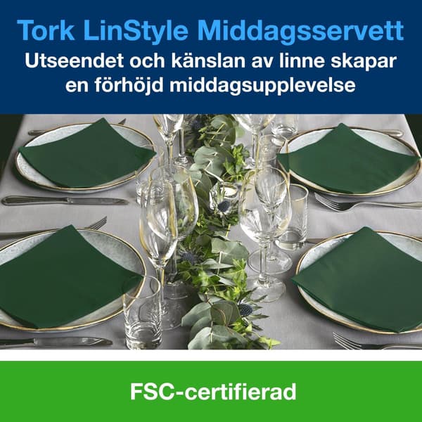 Servett TORK LinStyle grön 39x39  50/fp