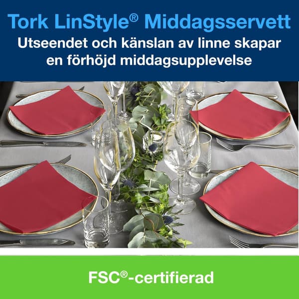 Servett TORK LinStyle röd 39x39cm 50/fp