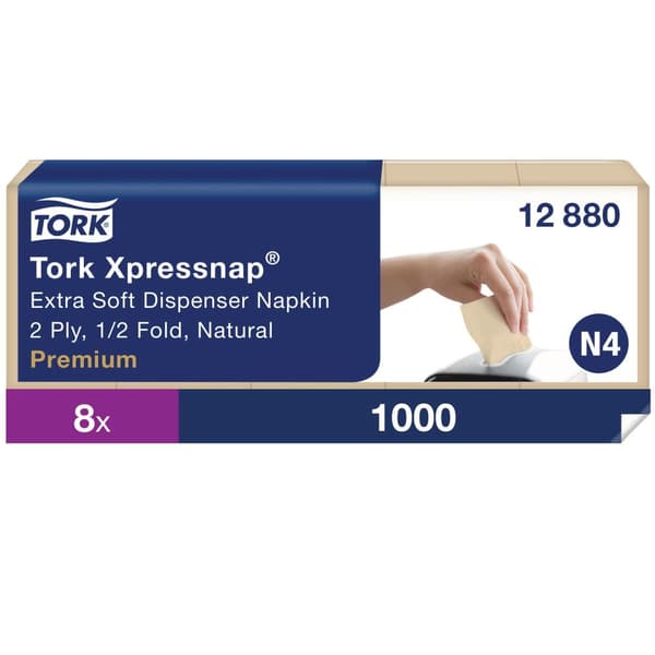 Servett TORK Pre N4 2-lag natur 1000/fp