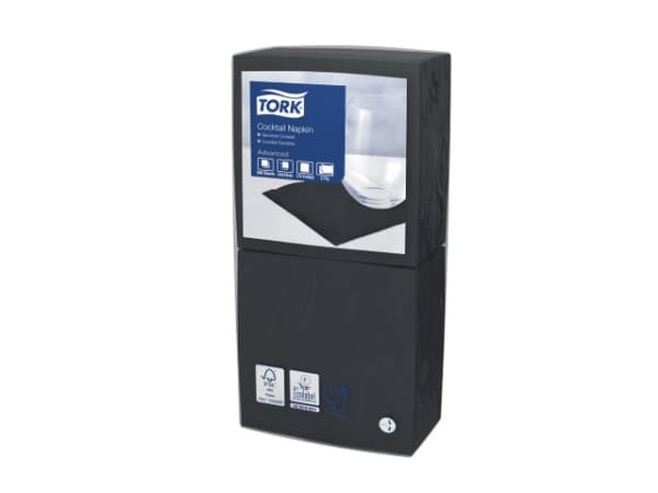 Serviet Tork Advanced 24x24 cm 2-lag Sort,12 pk x 200 stk/krt