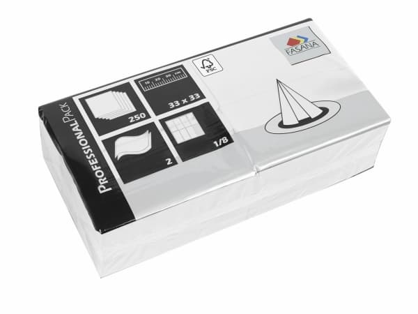 Servett Fasana 33x33 cm 2 lager 1/8 vikning Vit,6 st x 250 st/krt