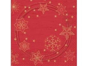 Serviet 33x33 cm 3-lag Star Shine Red,50 stk/pk