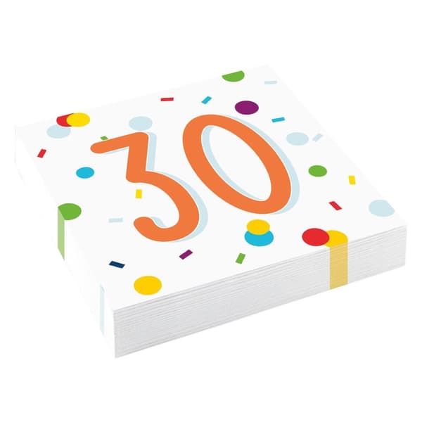 Amscan Confetti 30th Birthday Disposable Napkins (Pack of 20) Multicoloured One Size