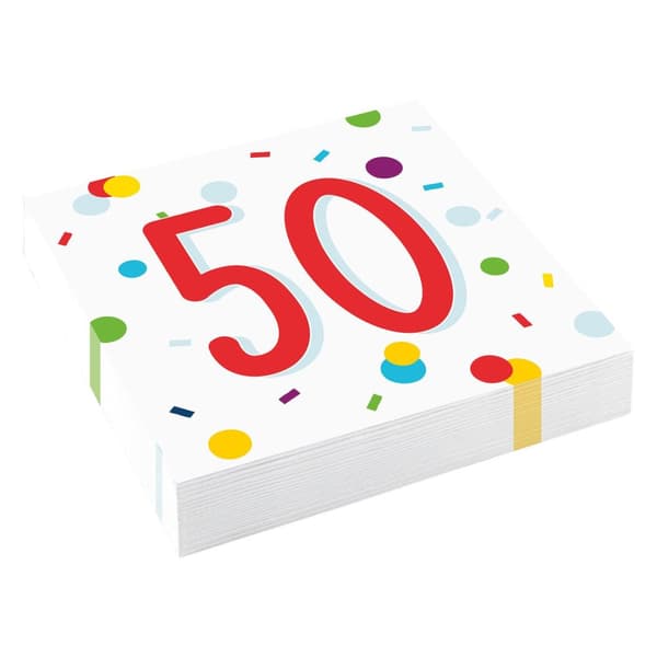 Amscan Confetti 50th Birthday Disposable Napkins (Pack of 20) Multicoloured One Size