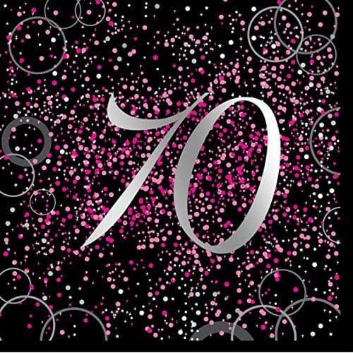 Unique Party Paper Glitz 70th Disposable Napkins (Pack of 16) Black/Pink One Size