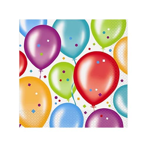 Unique Party Engangsservietter til fødselsdag med papirballon (pakke med 16) Multicoloured One Size