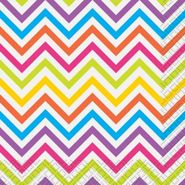 Unique Party Chevron Napkins (Pack of 16) Multicoloured One Size