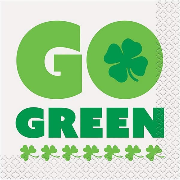 Go Green St Patricks Day Napkins (Pack of 16) White One Size