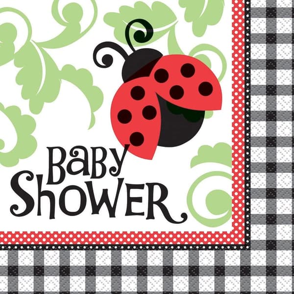 Unique Party Ladybird Baby Shower Disposable Napkins (Pack of 16) Black/White/Red One Size