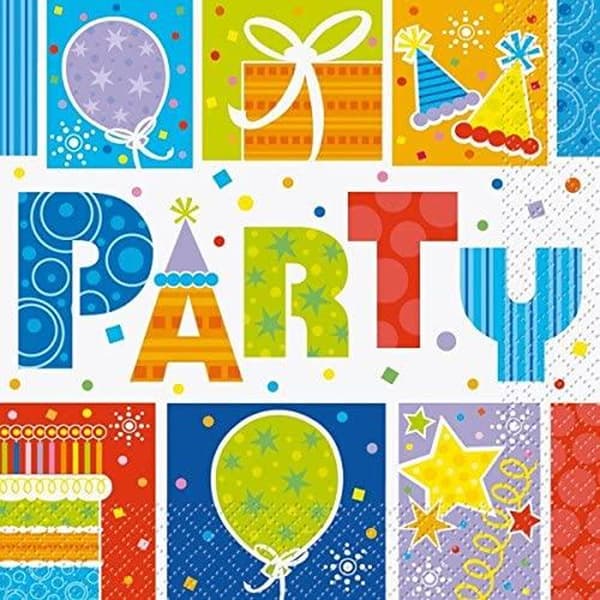 Unique Party Birthday Disposable Napkins (Pack of 16) Multicoloured One Size