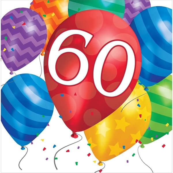 Creative Converting Ballonger 60-årsdag Engångsservetter (16-pack) Multicoloured One Size