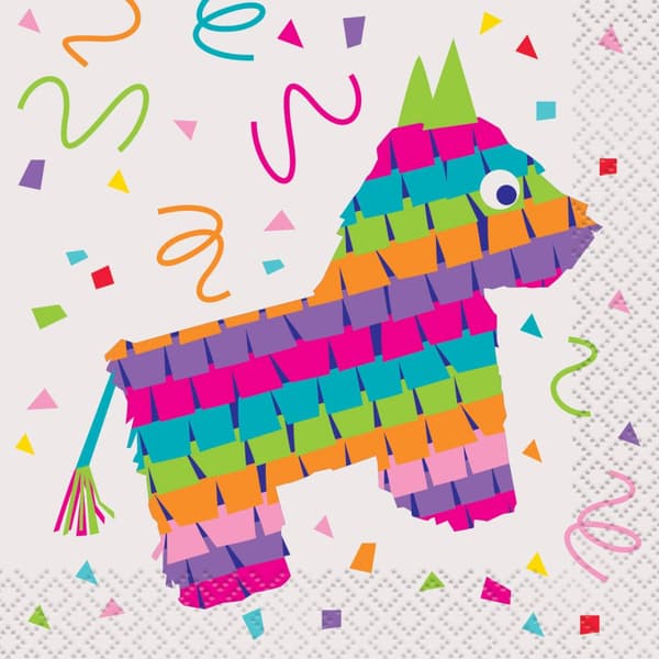 Unique Party Mexican Fiesta Disposable Napkins (Pack of 16) White/Green/Purple One Size