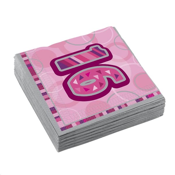 Unique Party Glitz 16th Birthday Disposable Napkins (Pack of 16)